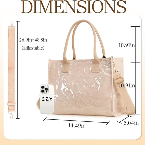 PVC Tote Bag Women Crossbody Shoulder Handbag with Adjustable Strap - Picture 2 of 6